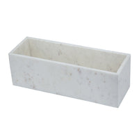 Decorative Tray with Raised Edges, 15 Inch Rectangular White Marble - BM350305