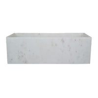 Decorative Tray with Raised Edges, 15 Inch Rectangular White Marble - BM350305
