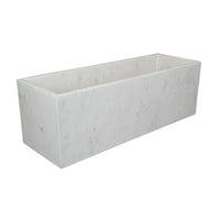 Decorative Tray with Raised Edges, 15 Inch Rectangular White Marble - BM350305
