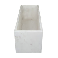 Decorative Tray with Raised Edges, 15 Inch Rectangular White Marble - BM350305