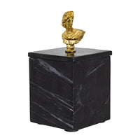 Jemi Decorative Jewellery Box, Gold Bust Accent, 8 Inch Black Marble - BM350306