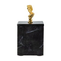 Jemi Decorative Jewellery Box, Gold Bust Accent, 8 Inch Black Marble - BM350306