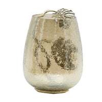 Azra Decorative Vase with Aluminum Leaf Handle, Gold-Silver Glass 11 Inch - BM350309