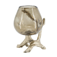 Dyna Decorative Candle Holder, Branch Base, Aluminum, Gold Glass 10 Inch - BM350311