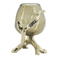 Dyna Decorative Candle Holder, Branch Base, Aluminum, Gold Glass 10 Inch - BM350311