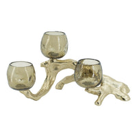 Dyna Votive with 3 Holders, Multiple Branches Accents, Gold Glass 16 Inch - BM350312