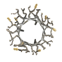 Akira Vase, Twig Inspired Frame, Aluminum-Glass, Silver-Gold, 14 Inch - BM350313
