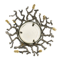 Akira Vase, Twig Inspired Frame, Aluminum-Glass, Silver-Gold, 14 Inch - BM350313