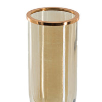 Kylie Decorative Vase with White Marble Base, Aluminum, Gold Glass 19 Inch - BM350314