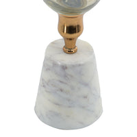 Kylie Decorative Vase with White Marble Base, Aluminum, Gold Glass 16 Inch - BM350315