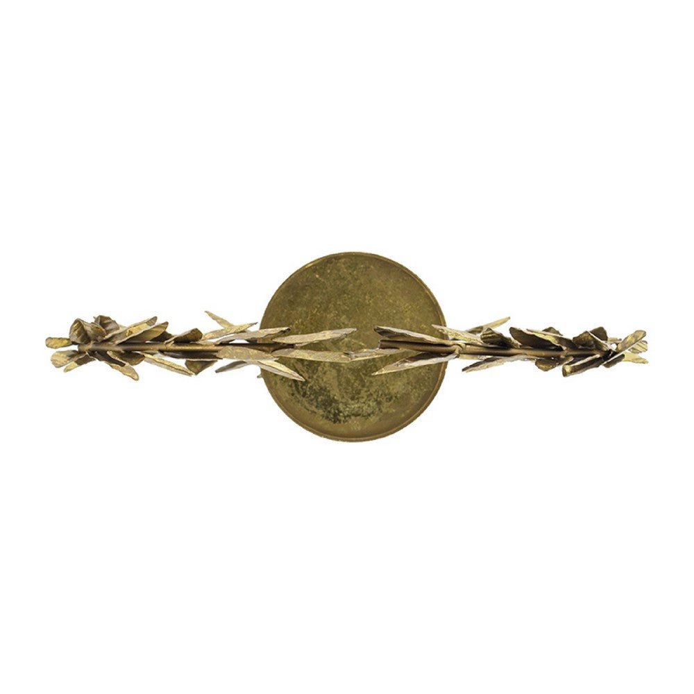 Gigi Candle Holder, Marble Base, Gold Leaf Wreath Ring, White Glass 20 Inch - BM350317
