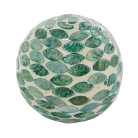 Sunny Decorative Ball Set of 3, Capiz Shell Details, Green Ceramic 12 Inch - BM350319