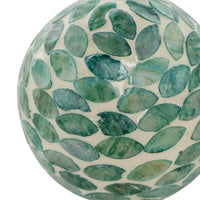 Sunny Decorative Ball Set of 3, Capiz Shell Details, Green Ceramic 12 Inch - BM350319
