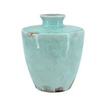 Haily Decorative Vase, Tapered Body and Narrow Neck, Blue Terracotta 12 Inch - BM350320