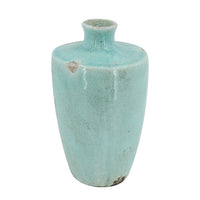 Haily Decorative Vase, Tapered Body and Narrow Neck, Blue Terracotta 12 Inch - BM350320