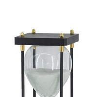 Judy Decorative Hourglass Timer, Brown Wood, Black Iron Rods, Glass 12 Inch - BM350321