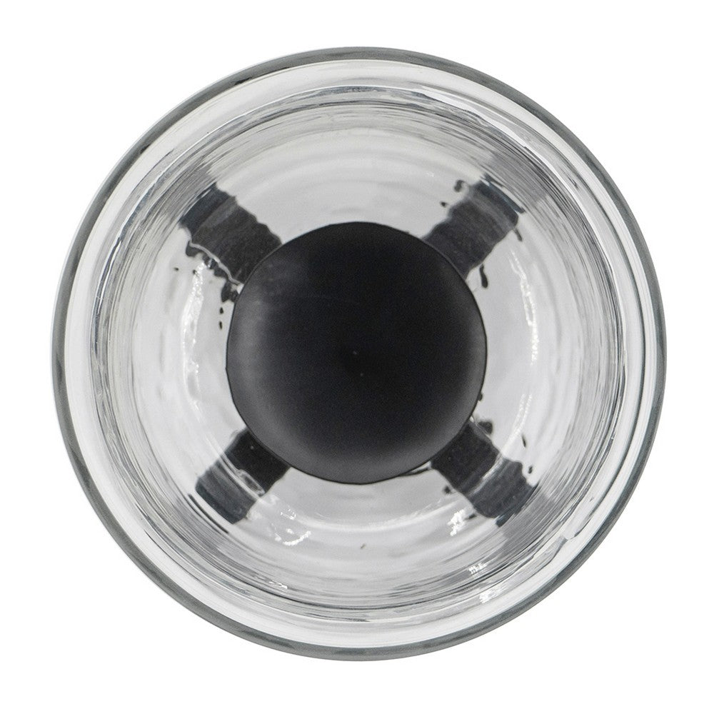 Cole Large Candle Holder, Open Crossed Black Iron, Clear Glass 23 Inch - BM350322