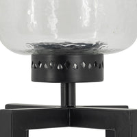 Cole Small Candle Holder, Black Iron Open X Frame, Clear Glass 19 Inch - BM350323