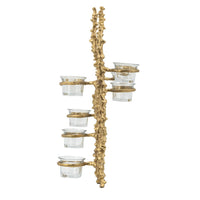 Betty Tea Candle Holder, Gold Branch Design, Glass, White Marble, 18 Inch - BM350324