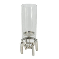 Rexy Hurricane Candle Holder, Minimalist Silver Legs, Clear Glass 16 Inch - BM350326