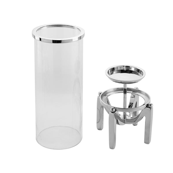 Rexy Hurricane Candle Holder, Minimalist Silver Legs, Clear Glass 16 Inch - BM350326