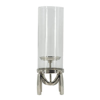 Rexy Hurricane Candle Holder, Minimalist Silver Legs, Clear Glass 16 Inch - BM350326