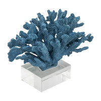 Davy Expansive Faux Coral Accent, Clear Glass, Rich Blue Polyresin 10 Inch - BM350329