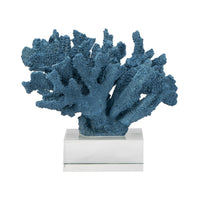 Davy Expansive Faux Coral Accent, Clear Glass, Rich Blue Polyresin 10 Inch - BM350329