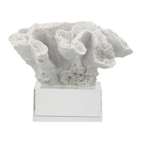 Davy Rising Faux Coral Accent, Clear Glass, Luxe White Polyresin 9 Inch - BM350330