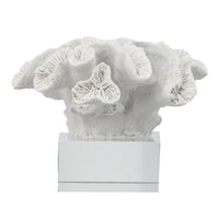 Davy Rising Faux Coral Accent, Clear Glass, Luxe White Polyresin 9 Inch - BM350330