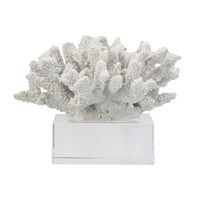 Davy Inna Faux Coral Accent, Clear Glass, Natural White Polyresin 8 Inch - BM350331