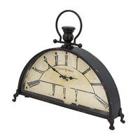 Nancy Table Clock, Vintage Inspired Classic Roman Dial, Brown Iron 22 Inch - BM350332