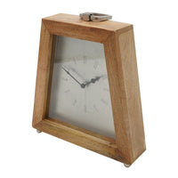 Lizzy Tapered Table Clock, Nickel-Tone Dial, Solid Mango Wood Frame 11 Inch - BM350333