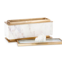 Plushy Decorative Box with Lid, White Marble, Gold Aluminum-Iron 14 Inch - BM350334