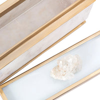 Plushy Decorative Box with Lid, White Marble, Gold Aluminum-Iron 14 Inch - BM350334