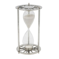Layla Decorative Hourglass, Glass Chambers, Silver Aluminum Frame 12 Inch - BM350337