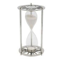 Layla Decorative Hourglass, Glass Chambers, Silver Aluminum Frame 12 Inch - BM350337