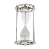 Layla Decorative Hourglass, Glass Chambers, Silver Aluminum Frame 12 Inch - BM350337
