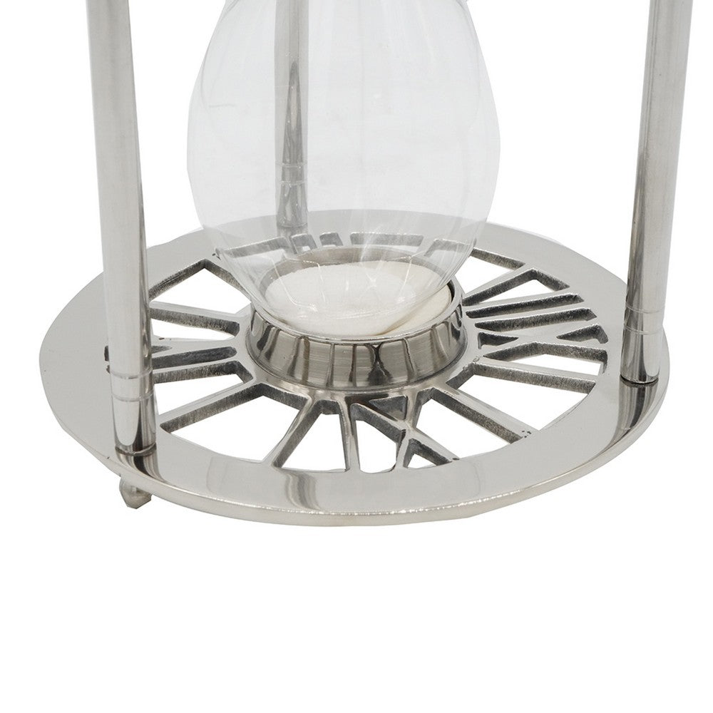 Layla Decorative Hourglass, Glass Chambers, Silver Aluminum Frame 12 Inch - BM350337