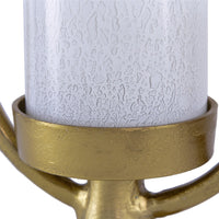 Beth Bascom Hurricane Candleholder Set of 2, Gold, White Glass 22, 27 Inch - BM350338