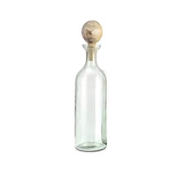 Hazie Decorative Glass Bottles Set of 3, Mango Wood Tops, 16 and 18 Inch - BM350339