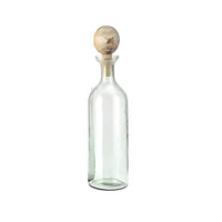 Hazie Decorative Glass Bottles Set of 3, Mango Wood Tops, 16 and 18 Inch - BM350339