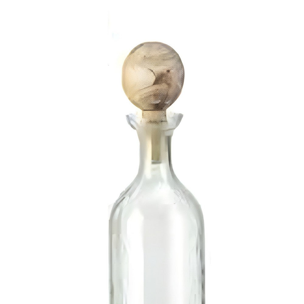 Hazie Decorative Glass Bottles Set of 3, Mango Wood Tops, 16 and 18 Inch - BM350339
