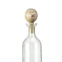 Hazie Decorative Glass Bottles Set of 3, Mango Wood Tops, 16 and 18 Inch - BM350339