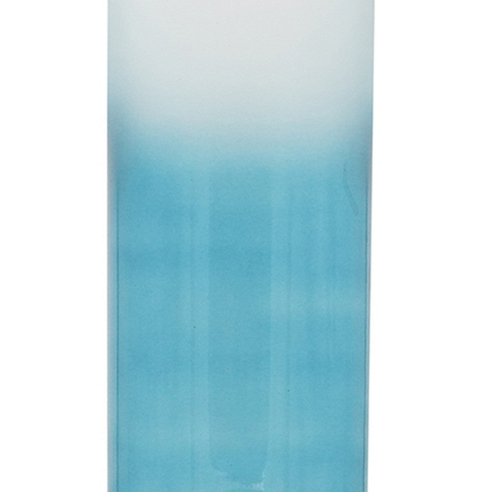 Joane Tall Decorative Vase, Gold Aluminum Stand, Blue-White Glass 21 Inch - BM350340