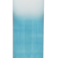 Joane Tall Decorative Vase, Gold Aluminum Stand, Blue-White Glass 21 Inch - BM350340