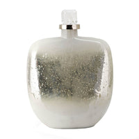 Akky Decorative Bottle with Lid, Aluminum Collar Silver-White Glass 16 Inch - BM350343