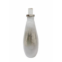 Akky Decorative Bottle with Lid, Aluminum Collar Silver-White Glass 16 Inch - BM350343