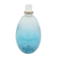 Ethan Decorative Bottle with Lid, Gold Metal Detail, Blue-White Glass 15in - BM350344