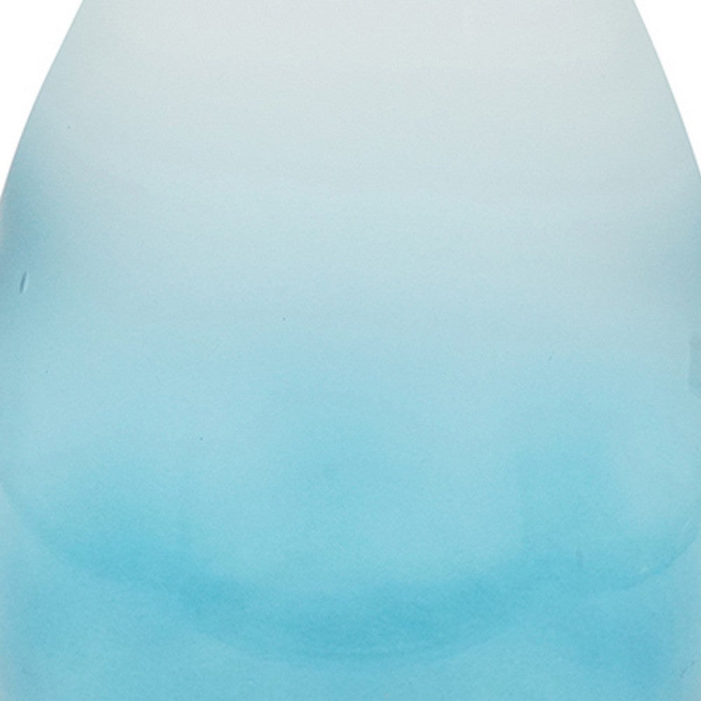 Ethan Decorative Bottle with Lid, Gold Metal Detail, Blue-White Glass 15in - BM350344